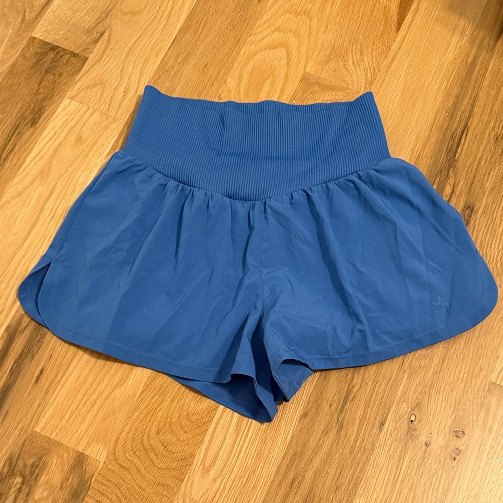 JoyLab Ribbed High-Waist Running Shorts in Bright Blue